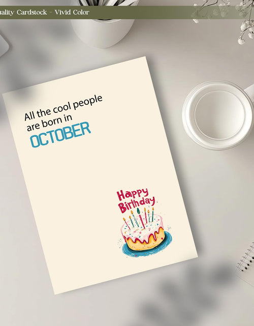 Load image into Gallery viewer, MOSSSH October Birthday Cards with Envelope Sticker Black Letter Print
