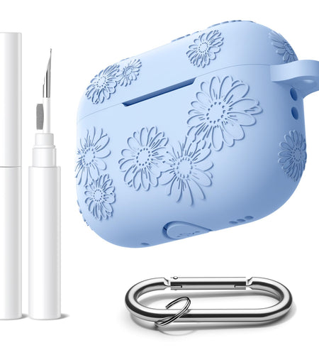 Adorve AirPods Pro Case Cover with Cleaner Kit Soft Silicone Sky Blue
