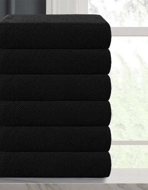 Load image into Gallery viewer, CASA COPENHAGEN Popcorn Textured Cotton Bath Towel Set Black 24x48 6pc
