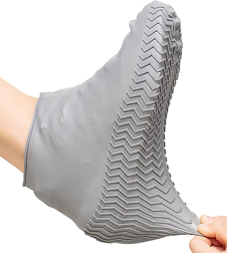 Unisex Silicone Waterproof Shoe Covers Slip-Resistant Large Grey Size L