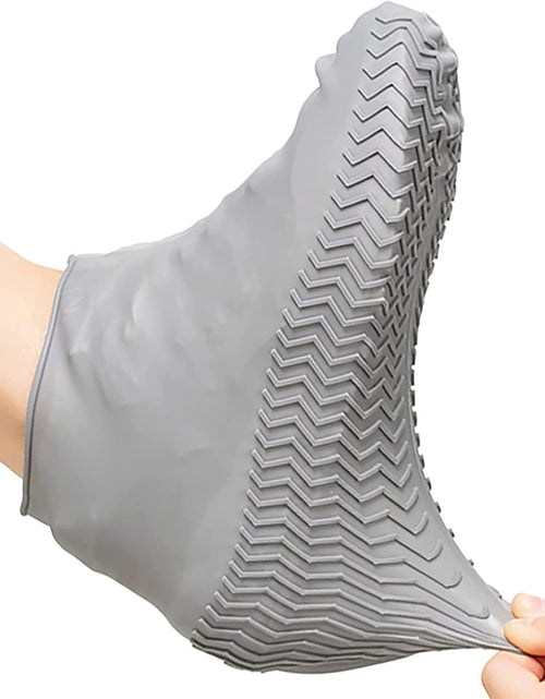Load image into Gallery viewer, Unisex Silicone Waterproof Shoe Covers Slip-Resistant Large Grey Size L
