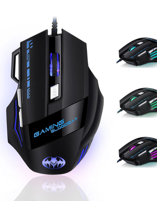 Load image into Gallery viewer, USB wired optical gaming mouse with 8 buttons illuminated breathing light firepower button
