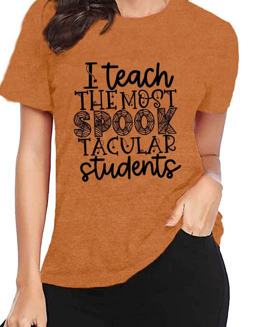 Load image into Gallery viewer, CQF Halloween Teacher Shirt Women Funny Fall Teacher Tee Size XL
