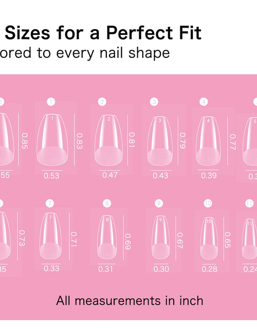 Load image into Gallery viewer, Creaglam Short Square Nail Tips 240Pcs Clear Acrylic 12 Sizes Soft Gel
