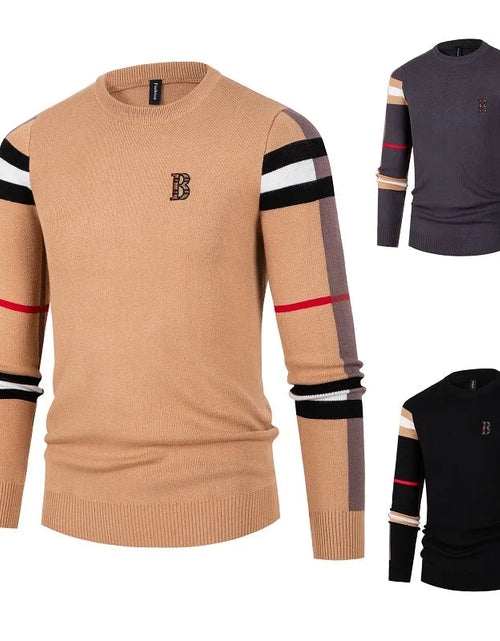 Load image into Gallery viewer, Men's Knitted Shirt Men's Thin Style Color blocked Interior Bottom Knitted Shirt Casual Middle Neck
