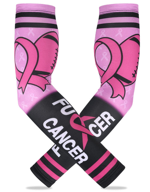 Load image into Gallery viewer, PABOBIT Breast Cancer Awareness Pink Ribbon Arm Sleeves Football 1 Pair Size
