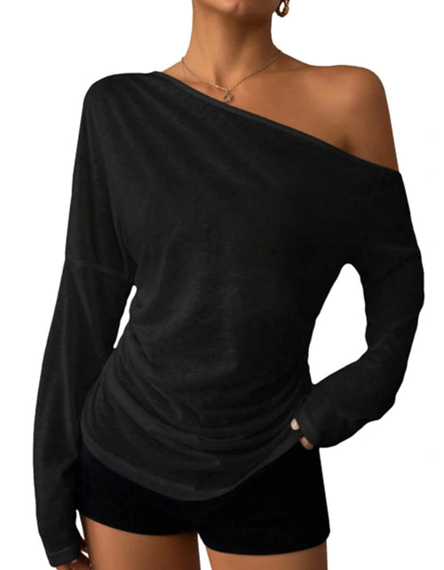 Load image into Gallery viewer, SOFIA'S CHOICE Women's Off Shoulder Long Sleeve Top Black Size S
