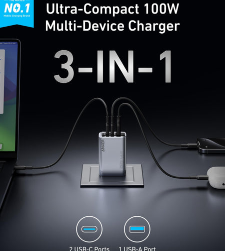 Anker Prime Charger (100W, 3 Ports, GaN)