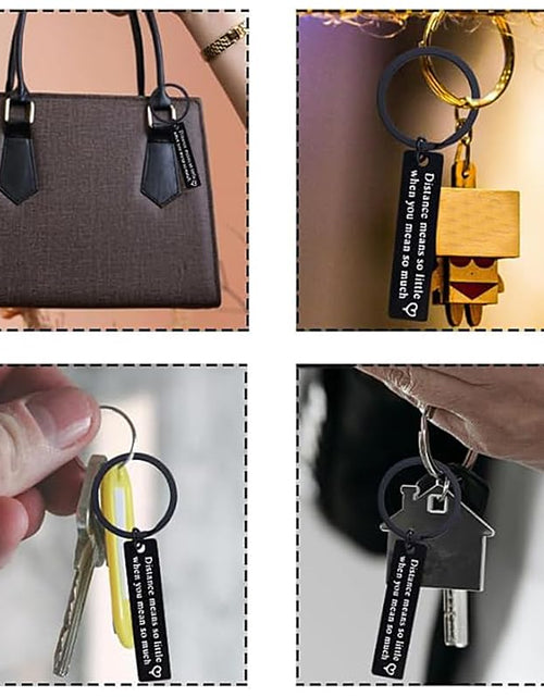 Load image into Gallery viewer, yaozeio Long Distance Relationship Keychain Gift for Couples Black Unisex
