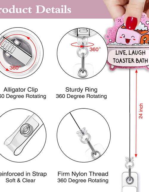Load image into Gallery viewer, TOUNER Live Laugh Toaster Badge Reel Retractable Glitter ID Clip Funny Medical
