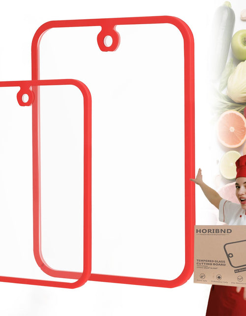 Load image into Gallery viewer, HORIBND Glass Cutting Board Set 2pcs Clear 15x10 Non-Slip Dishwasher Safe
