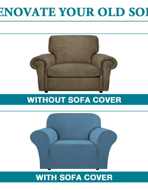Load image into Gallery viewer, Flamingo P High Stretch Sofa Slipcover Armchair Cover Dusty Blue Size Small
