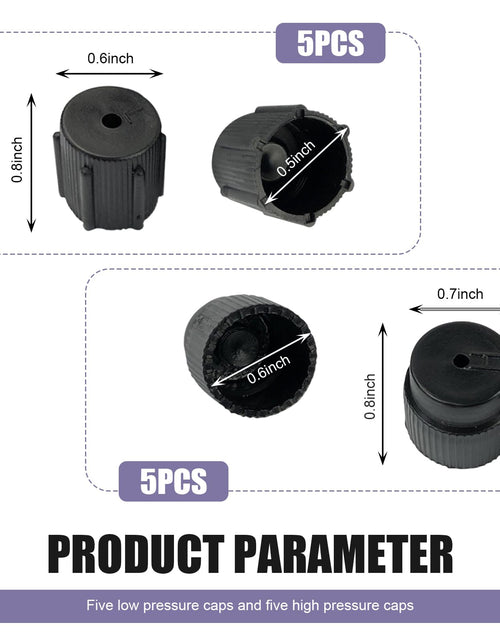 Load image into Gallery viewer, lekudo Car A/C Service Port Cap Kit 10pcs 0.5" Low &amp; 0.6" High Pressure Black
