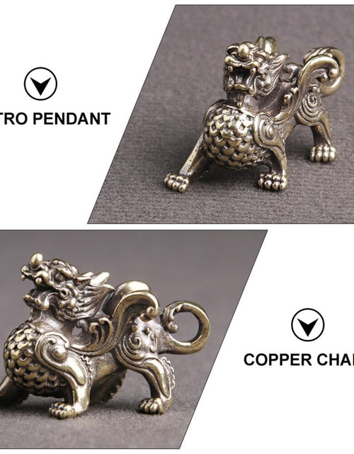 Load image into Gallery viewer, FAVOMOTO Retro Car Keychain Set 4Pcs Golden Brass Feng Shui Dragon Shape
