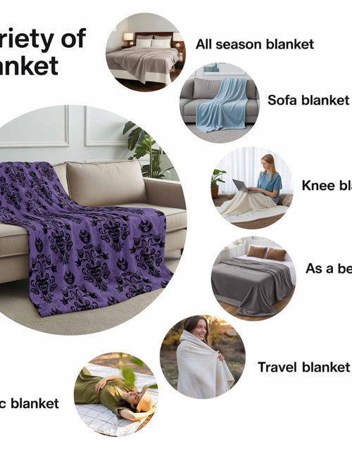 Load image into Gallery viewer, Zadaling Haunted House Halloween Throw Blanket Fleece Cozy 40x50 Purple Black
