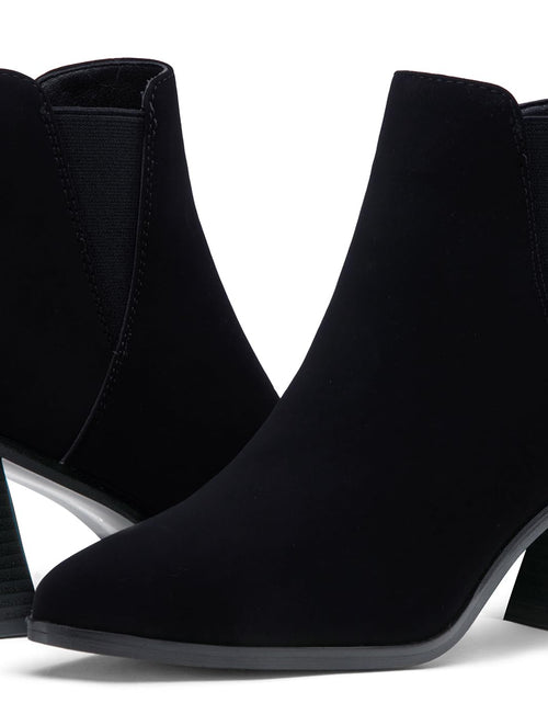 Load image into Gallery viewer, Vepose Women's Ankle Booties Pointed Toe Block Heel Blacknubuck Size 10
