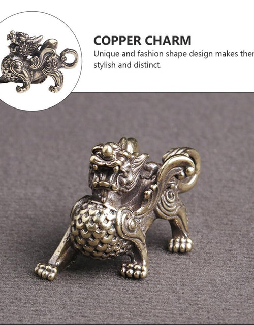 Load image into Gallery viewer, FAVOMOTO Retro Car Keychain Set 4Pcs Golden Brass Feng Shui Dragon Shape
