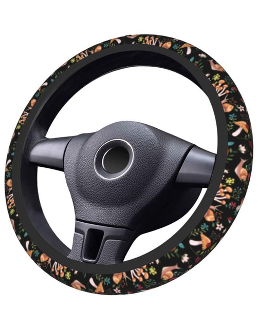 Load image into Gallery viewer, MINIOZE Mushroom Vintage Steering Wheel Cover 15 Inch Neoprene Black 1pc
