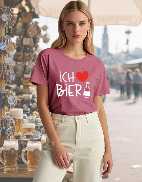Load image into Gallery viewer, CQF Oktoberfest Women's Ich Liebe Bier T-Shirt Casual German Tee
