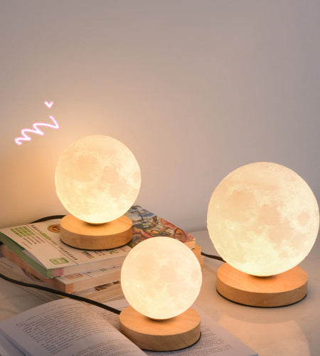 3D Moon Lamp Moon Lamp Desk Charging Lamp Bedroom Bedside Lamp Creative Ins Gift Atmosphere Night Lamp