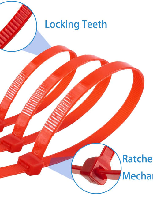 Load image into Gallery viewer, Aroono 500pcs 4in Red Nylon Zip Ties 40lb Strength UV Resistant

