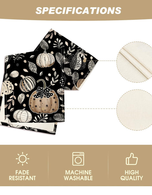 Load image into Gallery viewer, Artoid Mode Harvest Pumpkin Darkness Floral Table Runner Black 13x90 Inch
