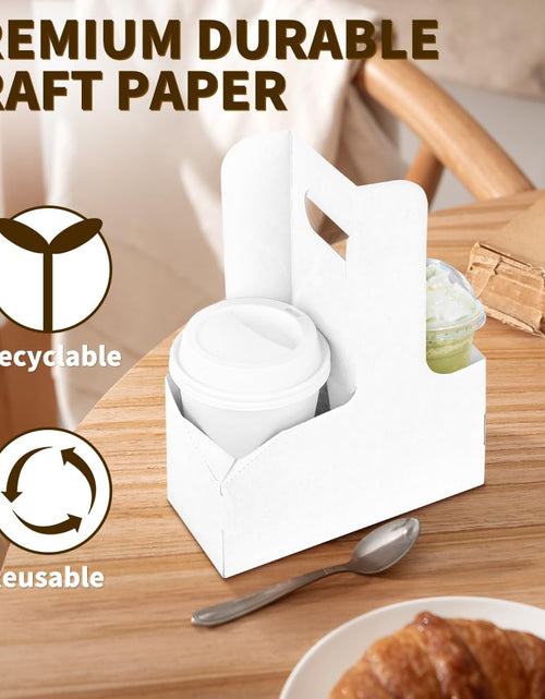 Load image into Gallery viewer, Bodaon 2 Cup Drink Carrier with Handle, 15 Pcs Kraft Paper Disposable
