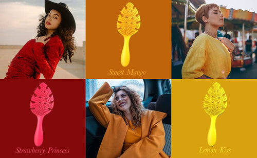 Load image into Gallery viewer, CANDYBRUSH Hair Brush Vented Leaf Form Soft TPEE Mango Scented Orange Large
