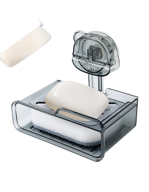 Load image into Gallery viewer, PUOPOSTY 2-Tier Soap Dish with Strong Suction Cup Black 1PCS Shower Holder
