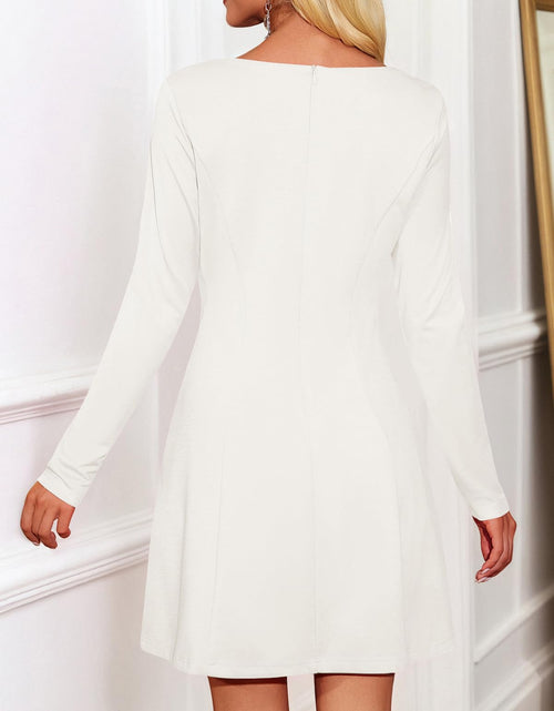 Load image into Gallery viewer, Wenrine Womens Long Sleeve Mini Dress Square Neck A Line White Size S
