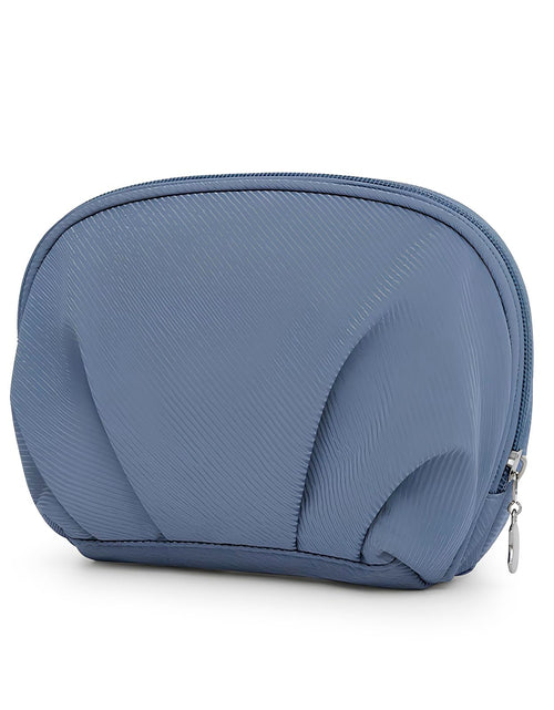 Load image into Gallery viewer, E-Tree Makeup Bag Half Moon Cosmetic Pouch Travel Toiletry Organizer Blue
