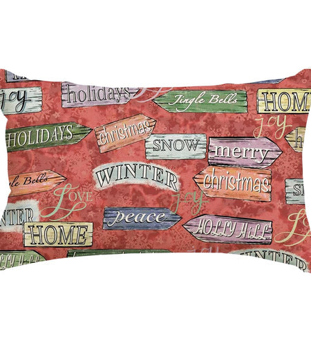 RABUSOFA Christmas Pillow Cover Red Lumbar Cushion 12x20 Inch Pack of 1