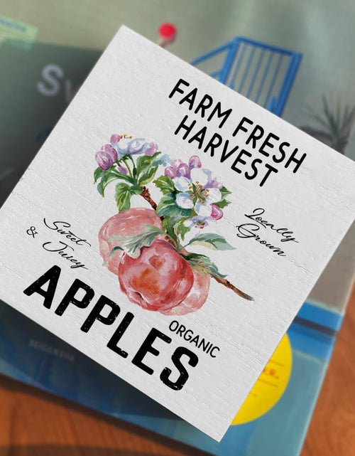 Load image into Gallery viewer, ENGVZ Apple Decor Wooden Box Sign Rustic Farmhouse Kitchen Bathroom 1x4x6in
