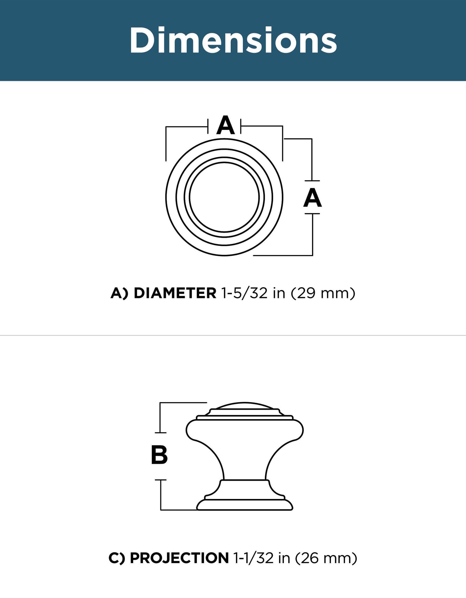 Franklin Brass Matte Black Cabinet Knobs 1-1/8" Round 10-Pack Simple Double Ring