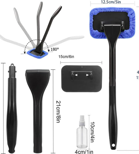 POPDA Car Windshield Cleaner Tool Detachable Handle 5 Pads 30ml Sprayer