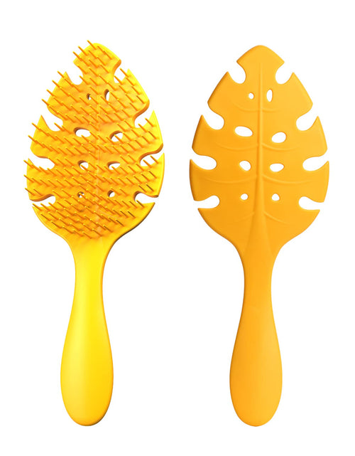 Load image into Gallery viewer, CANDYBRUSH Hair Brush Vented Leaf Form Soft TPEE Mango Scented Orange Large
