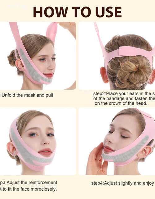 Load image into Gallery viewer, CGYISOL Graphene V Line Lifting Mask Adjustable Double Chin Reducer Pink
