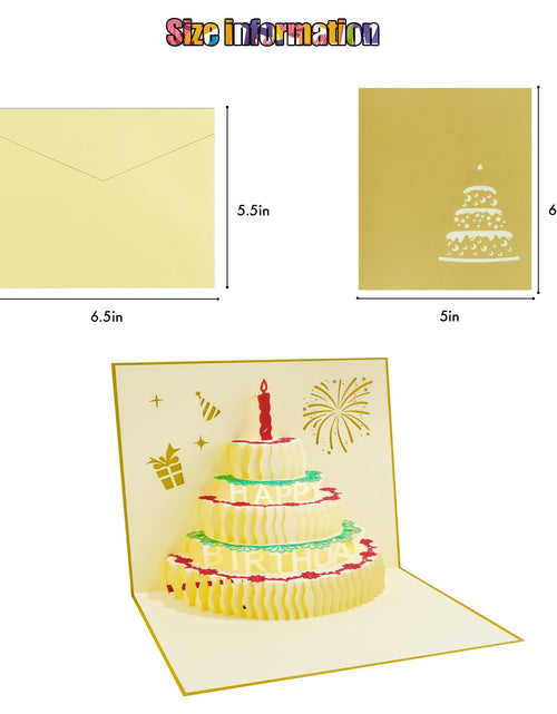 Load image into Gallery viewer, CANREVEL 3D PopUp LED Birthday Card Blowable Candle Music Black Gold
