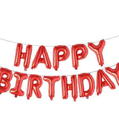 REIANS Happy Birthday Aluminum Foil Banner Balloons Red Party Decor