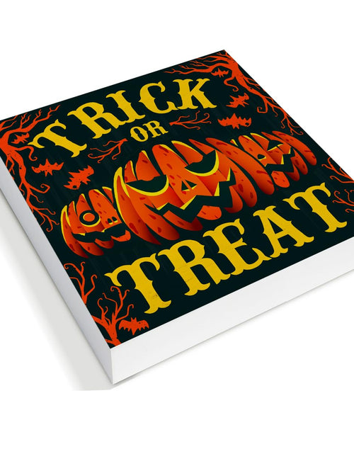 Load image into Gallery viewer, Hijie Halloween Wooden Pumpkin Sign Spooky Home Decor 5x5 Inches TREAT
