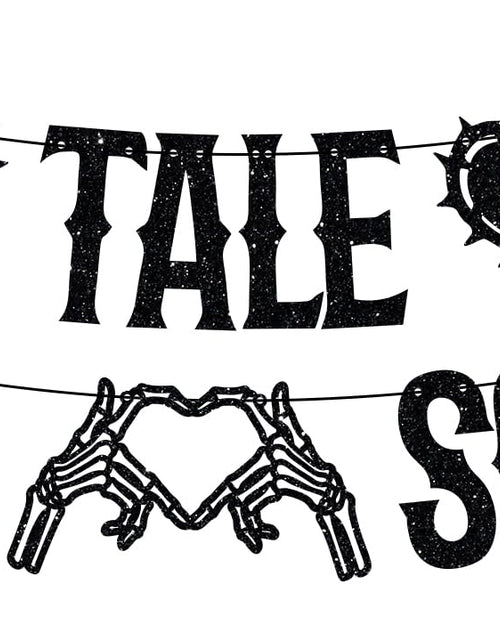 Load image into Gallery viewer, LOVELY BITON A Tale of Two Souls Halloween Wedding Banner Black Paper
