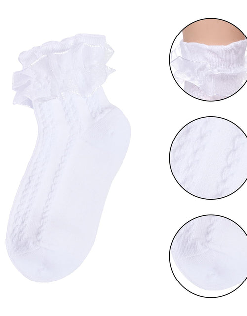 Load image into Gallery viewer, Rthjsfj Girls Cotton Lace Dress Socks White 1 Pack Size 4-6 Years
