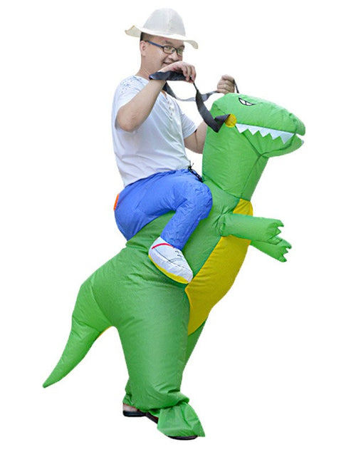 Load image into Gallery viewer, Hot Kids Adult Inflatable Funny Cute Cartoon Dinosaur Rider Festival Halloween Dress Party Costume
