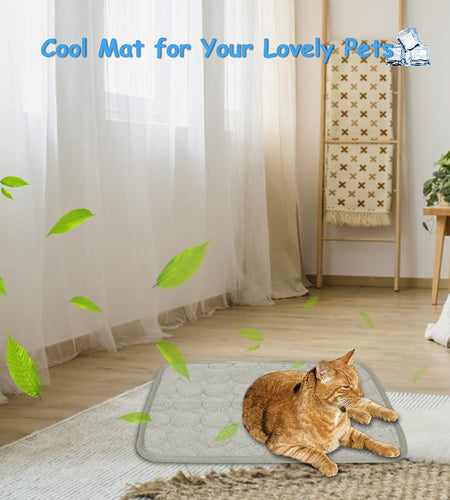 2PCS Summer Cooling Mat for Small Animals Bunny Guinea Pig 15.8x11.8 Grey
