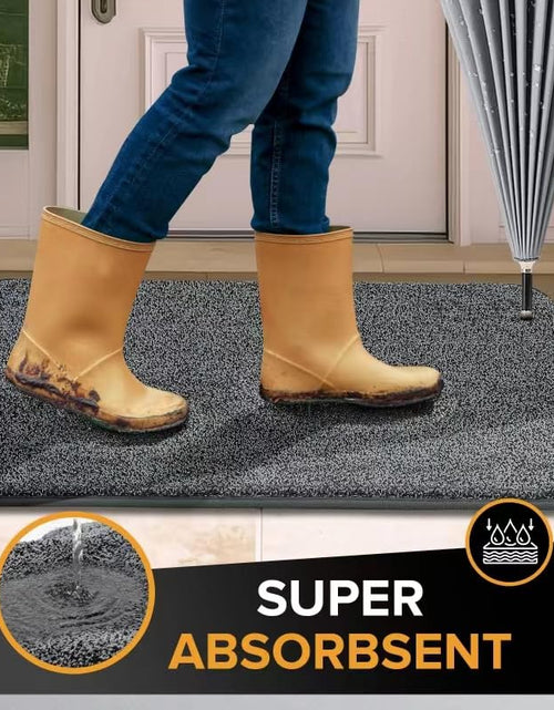 Load image into Gallery viewer, Mibao Front Door Mat Non-Slip Waterproof 35.5x59in Dark Grey TPR Backing
