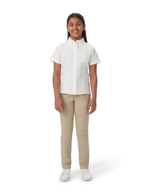 Load image into Gallery viewer, French Toast Girls Short Sleeve Button Down Oxford Shirt White Size 6X
