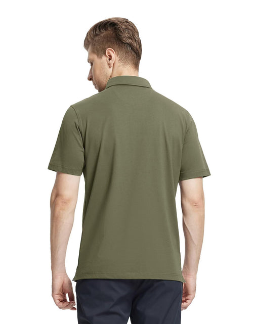 Load image into Gallery viewer, VEBOON Men's Short Sleeve Cotton Blend Polo Shirt Army Green Size XX-Large
