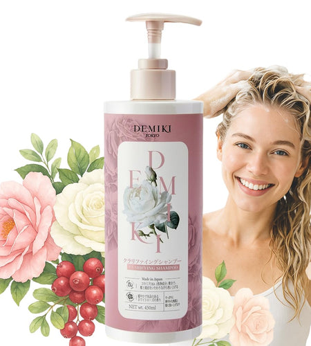 BestBy07/27 DEMIKI Japanese Keratin Shampoo Oily Hair Rose 450ml Pink