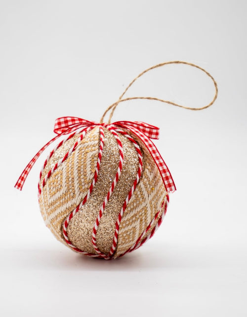 Load image into Gallery viewer, Juncox 12 Pcs Burlap Christmas Ball Ornaments 3.15in Rustic Natural Jute
