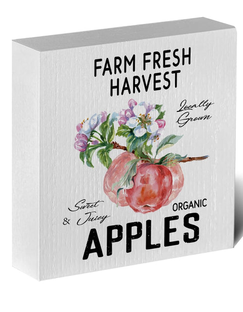 Load image into Gallery viewer, ENGVZ Apple Decor Wooden Box Sign Rustic Farmhouse Kitchen Bathroom 1x4x6in
